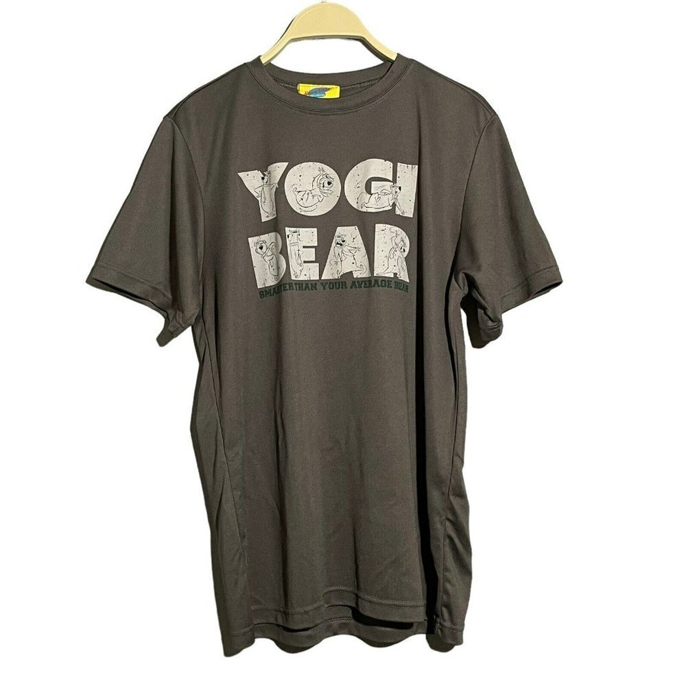 Hanna Barbera USA Yogi Bear Tshirt Men Size M Gray Funny Yoga Pose Quote Cartoon